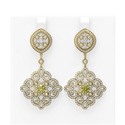6.48 ctw Fancy Yellow Diamond Earrings 18K Yellow Gold