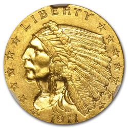 1911 $2.50 Indian Gold Quarter Eagle MS-61 NGC