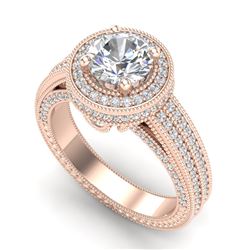 2.8 ctw VS/SI Diamond Solitaire Art Deco Ring 18k Rose Gold