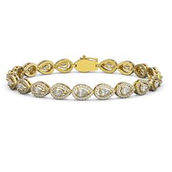 7.29 ctw Pear Cut Diamond Micro Pave Bracelet 18K Yellow Gold