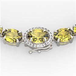 45.25 ctw Citrine & VS/SI Diamond Micro Pave Necklace 14k White Gold