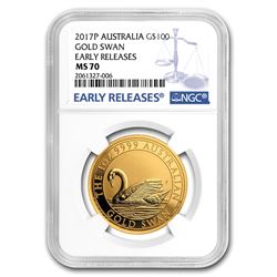 2017 Australia 1 oz Gold Swan MS-70 NGC (ER)