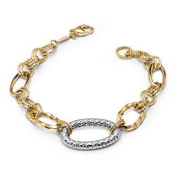 14k Gold Two-Tone Textured Link Bracelet