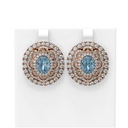 11.4 ctw Aquamarine & Diamond Earrings 18K Rose Gold