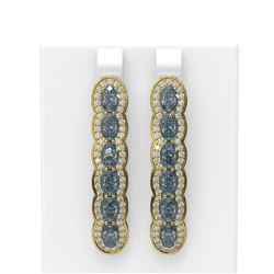 7.21 ctw Blue Topaz & Diamond Earrings 18K Yellow Gold