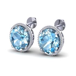 25 ctw Sky Blue Topaz & Micro VS/SI Diamond Earrings 18k White Gold