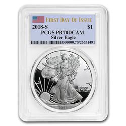 2018-S 1 oz Proof Silver American Eagle PR-70 PCGS (First Day)