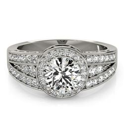 1.5 ctw Certified VS/SI Diamond Solitaire Halo Ring 14k White Gold