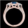 Image 2 : 1.75 ctw SI Certified Fancy Blue Diamond 3 Stone Ring 10k Rose Gold