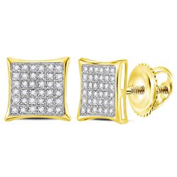 10kt Yellow Gold Womens Round Diamond Square Cluster Earrings 1/4 Cttw