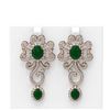 Image 1 : 16.75 ctw Emerald & Diamond Earrings 18K Rose Gold