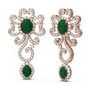 Image 2 : 16.75 ctw Emerald & Diamond Earrings 18K Rose Gold