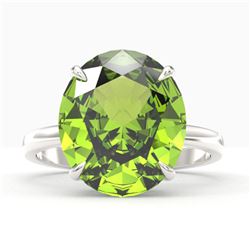 9 ctw Peridot Designer Solitaire Engagment Ring 18k White Gold