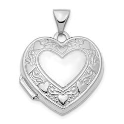 14k White Gold Multi-Heart 19 mm Heart Locket Pendant