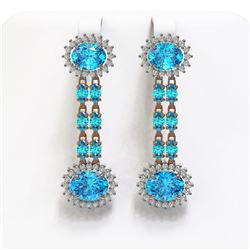 12.82 ctw Swiss Topaz & Diamond Earrings 14K Rose Gold