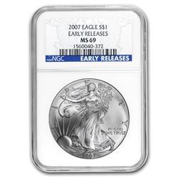 2007 Silver American Eagle MS-69 NGC (Blue Label, Early Release)