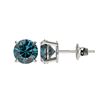 Image 2 : 1.57 ctw Certified Intense Blue Diamond Stud Earrings 10k White Gold