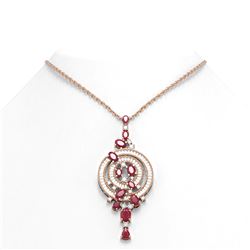 11.47 ctw Ruby & Diamond Necklace 18K Rose Gold