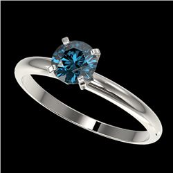 0.75 ctw Certified Intense Blue Diamond Engagment Ring 10k White Gold