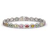 Image 1 : 10.04 ctw Multi Color Sapphire & Diamond Micro Pave Bracelet 10k White Gold