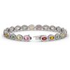 Image 2 : 10.04 ctw Multi Color Sapphire & Diamond Micro Pave Bracelet 10k White Gold