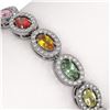 Image 3 : 10.04 ctw Multi Color Sapphire & Diamond Micro Pave Bracelet 10k White Gold