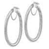 Image 2 : 10k White Gold Twisted Round Omega Back Hoop Earrings - 3x30 mm