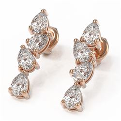 4 ctw Pear Diamond Designer Earrings 18K Rose Gold