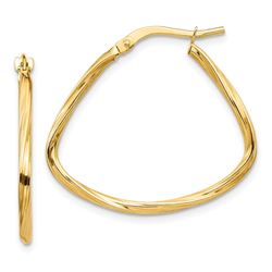 14k Yellow Gold Polished Twisted Fancy Hoop Earrings