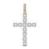 Image 1 : 10kt Yellow Gold Mens Round Diamond Cross Charm Pendant 1/4 Cttw