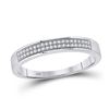 Image 2 : 10kt White Gold His & Hers Round Diamond Cluster Matching Bridal Wedding Ring Band Set 1/3 Cttw