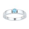 Image 1 : Sterling Silver Womens Round Lab-Created Blue Topaz Solitaire Ring 1/3 Cttw