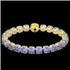 Image 2 : 40 ctw Tanzanite & Micro VS/SI Diamond Bracelet 14k Yellow Gold
