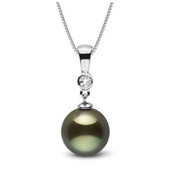 Black Tahitian Pearl and Diamond Bezel Pendant