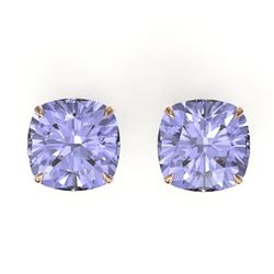 12 ctw Cushion Cut Tanzanite Designer Stud Earrings 14k Rose Gold