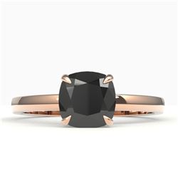 3 ctw Cushion Cut Black Diamond Engagment Ring 14k Rose Gold