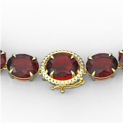 145 ctw Garnet & VS/SI Diamond Halo Micro Necklace 14k Yellow Gold