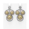 Image 1 : 2.61 ctw Diamond & Pearl Earrings 18K White Gold