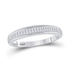 Sterling Silver Womens Baguette Diamond Wedding Band 1/4 Cttw