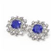 Image 3 : 12.23 ctw Sapphire & Diamond with Pearl Earrings 18K White Gold