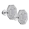 Image 1 : Sterling Silver Mens Round Diamond Octagon Cluster Stud Earrings 1/6 Cttw