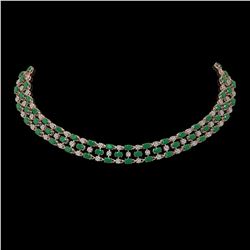 43.07 ctw Emerald & Diamond Necklace 10K Rose Gold