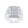 Image 1 : 10kt White Gold Mens Round Diamond Square Cluster Ring 1/3 Cttw