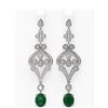 Image 1 : 11.15 ctw Emerald & Diamond Earrings 18K White Gold