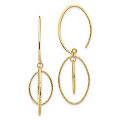 14k Yellow Gold Dangle Textured Threader Earrings