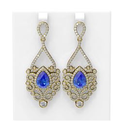 10.26 ctw Tanzanite & Diamond Earrings 18K Yellow Gold