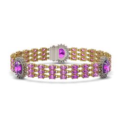 24.46 ctw Amethyst & Diamond Bracelet 14K Yellow Gold