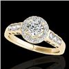Image 1 : 1.55 ctw Certified Diamond Solitaire Halo Ring 10k Yellow Gold