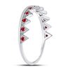 Image 3 : 10kt White Gold Womens Round Ruby Beaded Chevron Stackable Band Ring 1/10 Cttw