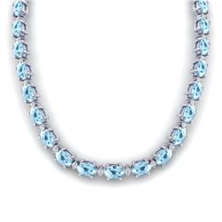 37.5 ctw Aquamarine & VS/SI Diamond Eternity Necklace 10k White Gold